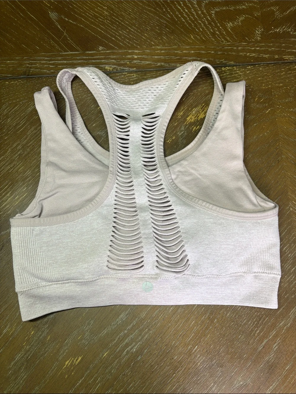 90 Degrees Mauve laser-cut hollow-out racerback & Avia White seamless Sports Bra
